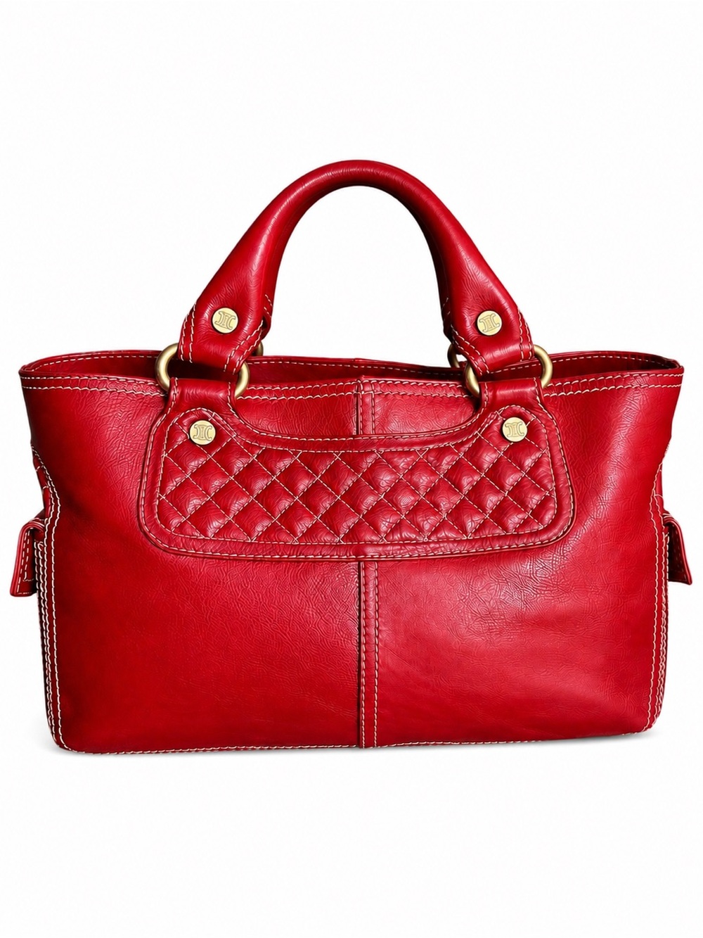 Authentic Celine Boogie Red Leather Satchel Tote Bag Italy - Picture 4 of 17